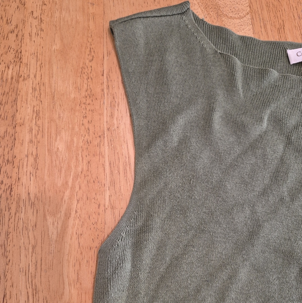 Euc Coldwater Creek Silk Blend Olive Green Sleeve… - image 2